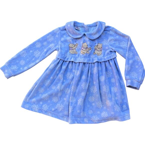 The Disney Store Classic Pooh Snowflake Velour Dress Kids Sz 3T - Picture 2 of 6